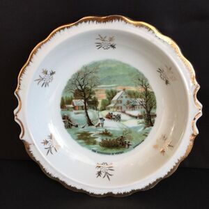 Currier & Ives Homestead In Winter Dish Enesco